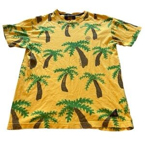 10.Deep Yellow Tee with tropical Palm Tree accents graphic shirt